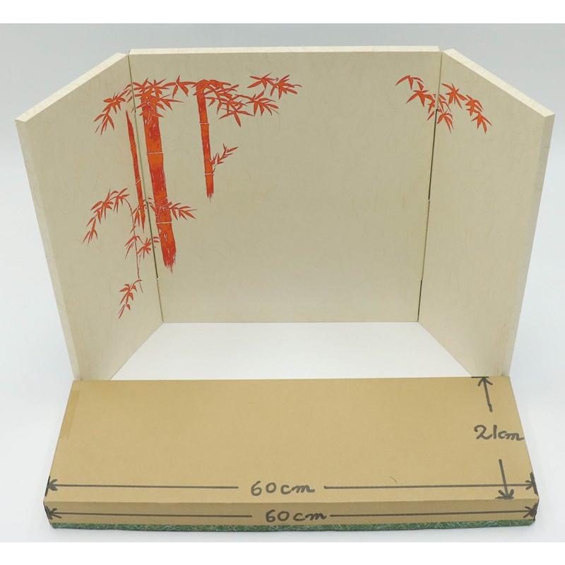 アウトレット品 屏風 屏風のみ 15号 三曲屏風 勇輝 K-2208 朱竹 23a-ya-0345_2