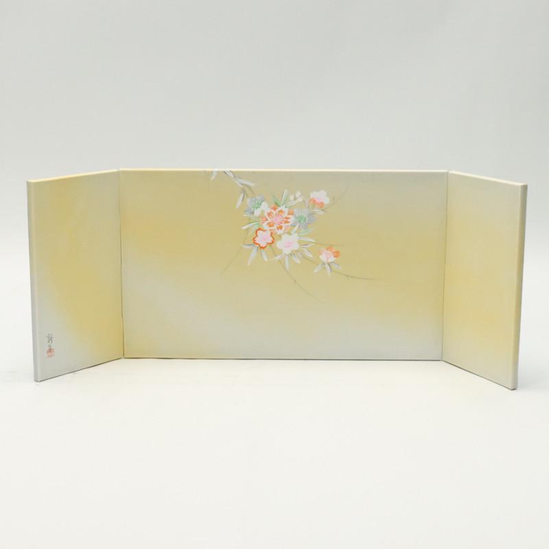 アウトレット品 インテリア 屏風単品 12号 手書き イエロー 本仕立三曲 25a-ya-0117_1