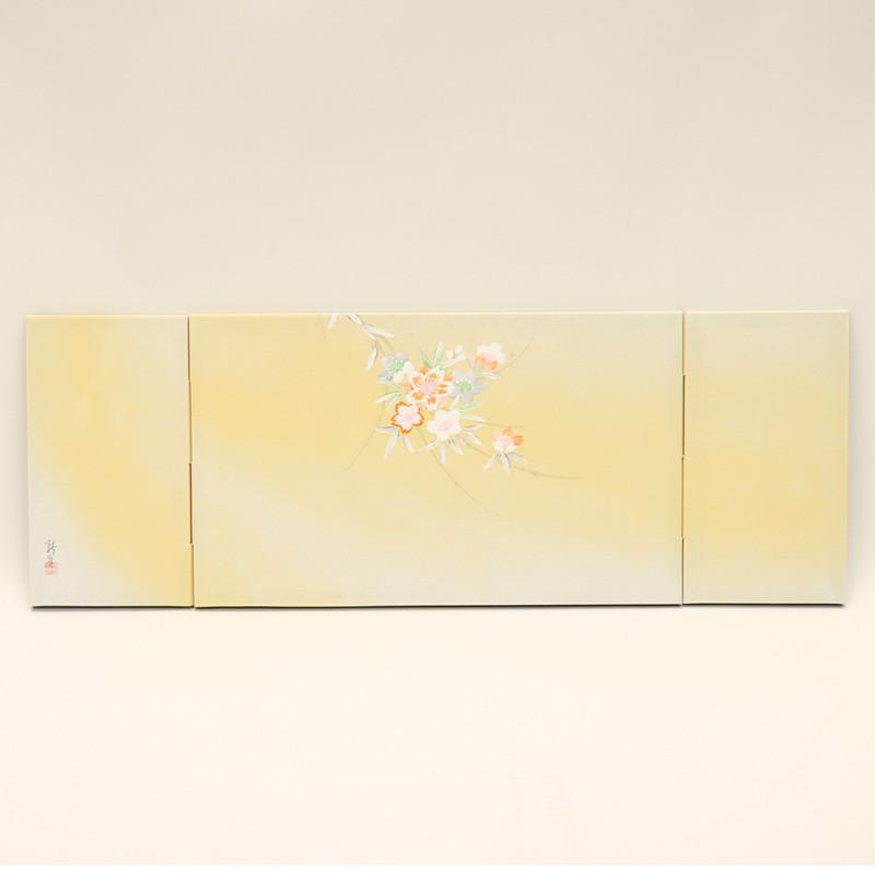 アウトレット品 インテリア 屏風単品 12号 手書き イエロー 本仕立三曲 25a-ya-0117_3