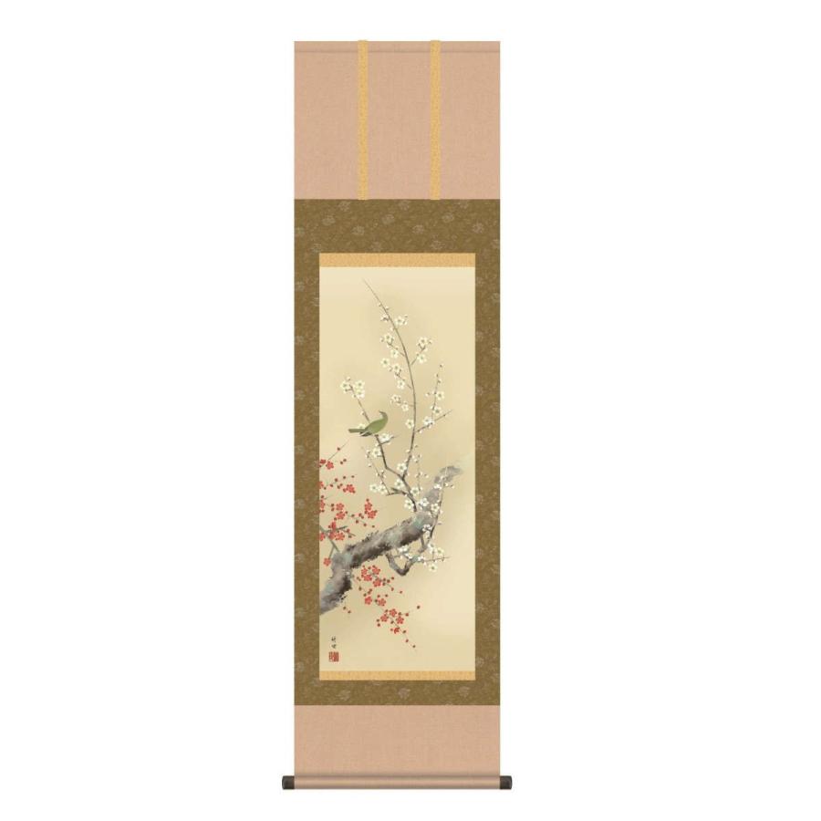 掛軸 紅白梅に鶯 尺三 H30MA2-060