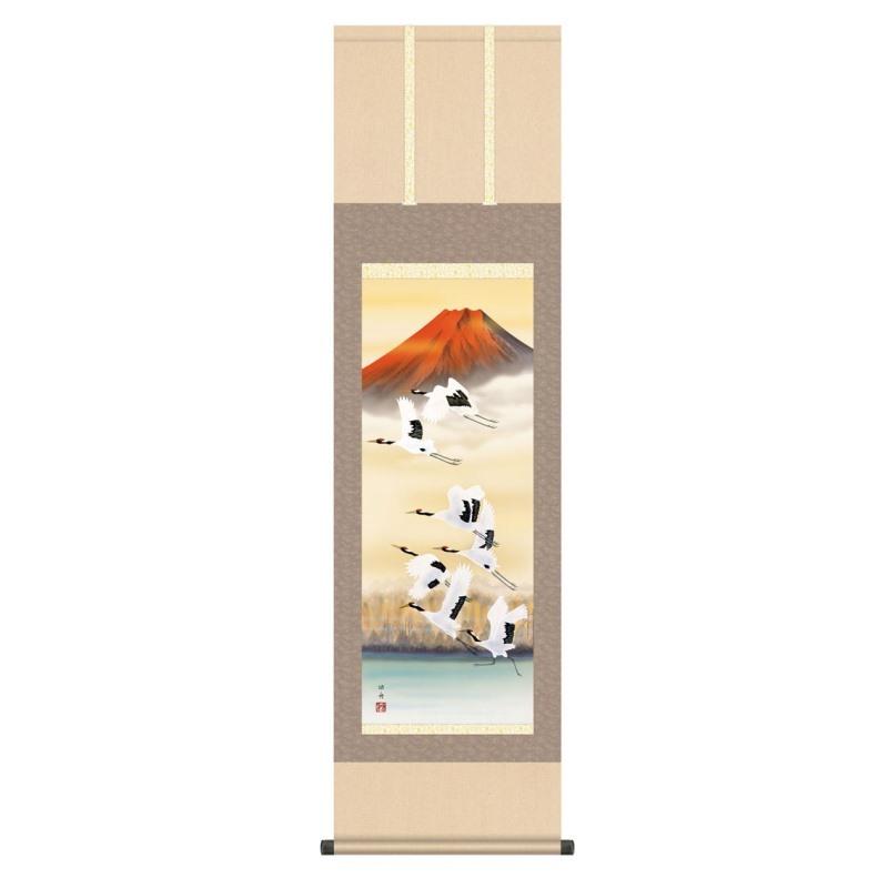 掛軸 日本画 縁起画 瀬田功舟 赤富士飛翔 あかふじひしょう 尺三 KZ3MC1-095 (代引き不可)
