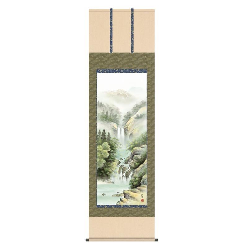 掛軸 日本画 景色画 田口紅洋 素晴らしい冽瀑 しゅうれいれつばく 尺五 KZ3B1-N053 (代引っ張ること不可) 美術、工芸品-掛け軸-楽器、手芸、コレクション