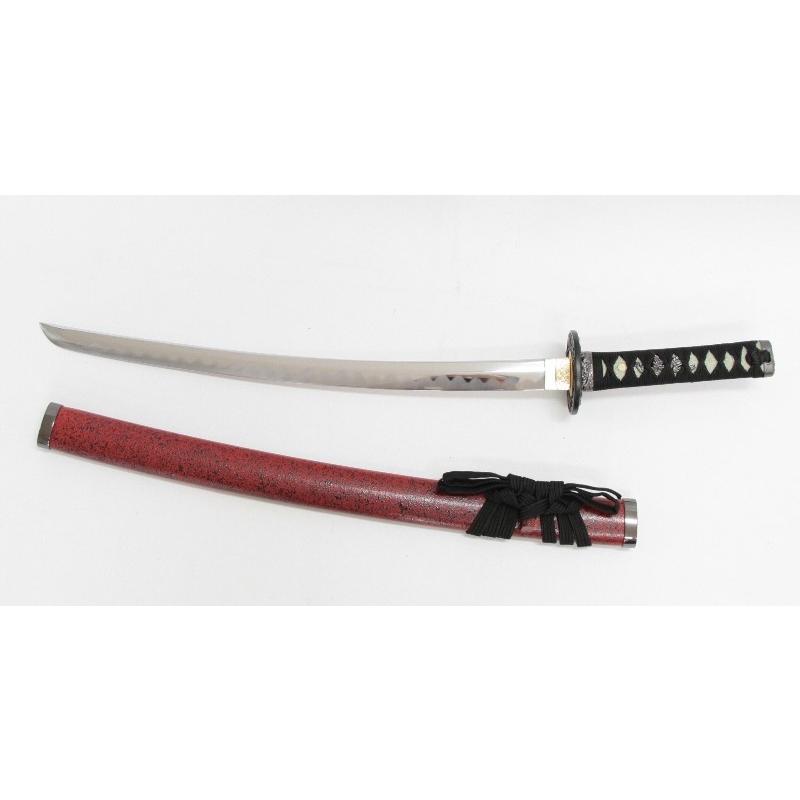 模造刀 石目シリーズ 赤石目 小刀 刃紋入り刀身 メッキ合金 neu041s 日本刀 美術刀剣 おもちゃ 通販 代引き不可_3