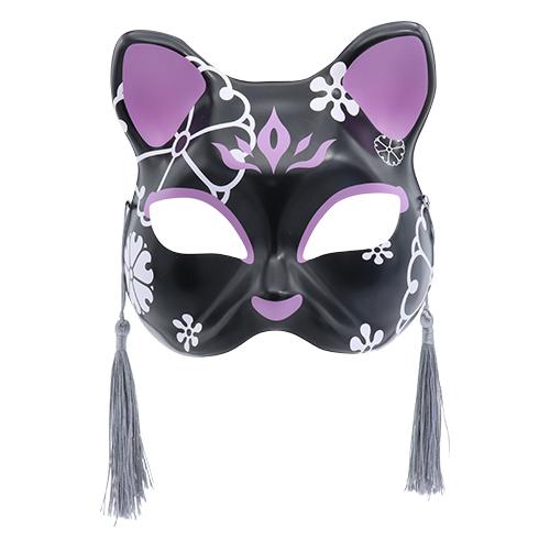 在庫限り】お面 猫面 十六/華(黒)(6枚） : お祭り問屋の岸ゴム - 通販