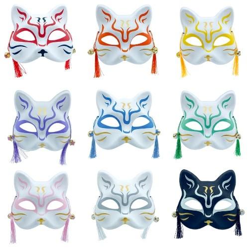 縁日ノ猫面 歌舞伎猫 6枚 全9色 展開 { お面 おめん 猫面 猫 屋台