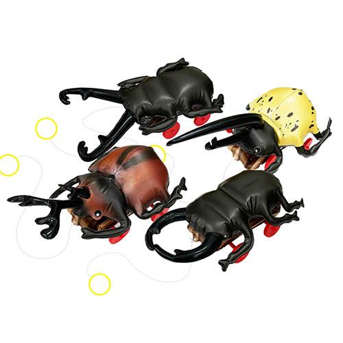 おさんぽコロコロ カブト＆クワガタ(4個）ビニール玩具 昆虫グッズ