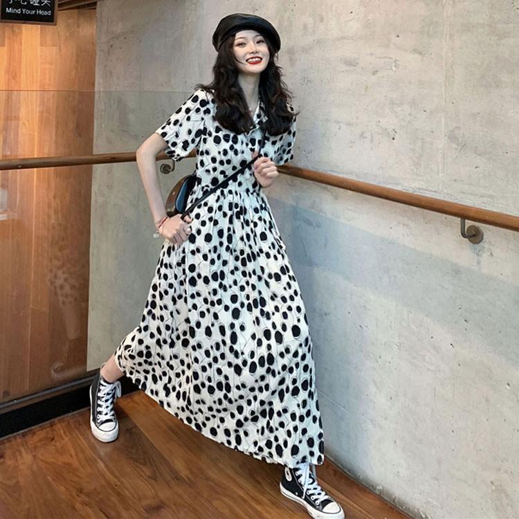 レトロドット柄ワンピース 半袖 レディース マキシ丈 ワンピース 水玉 Aライン ワンピ 25 Kishika 通販 Yahoo ショッピング