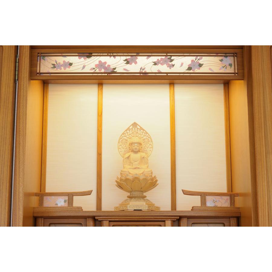 仏壇 国産 日本製 蒔絵入り コンパクト 小型 軽量 欅【はなすがた】桜