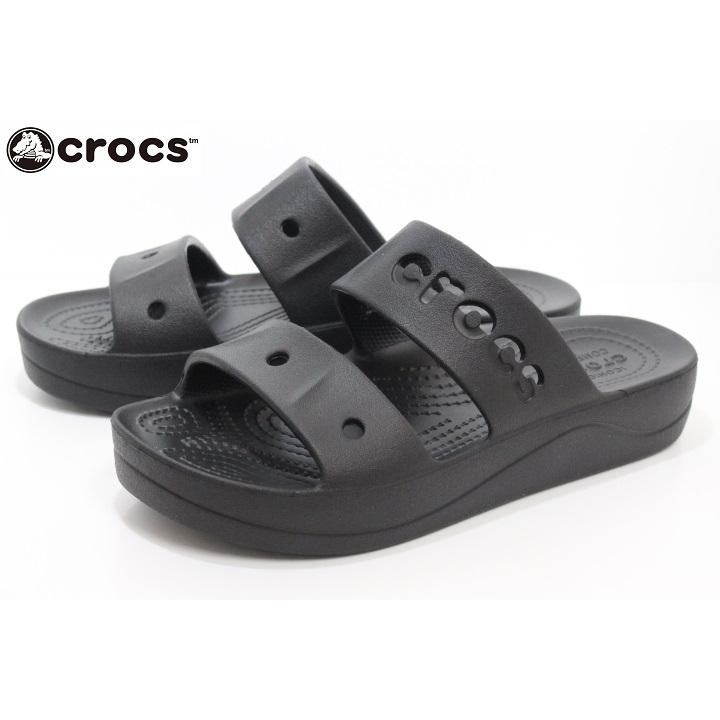 クロックス 厚底 レディース サンダル crocs baya platform sandal 208188 001 BLACK 100 WHITE