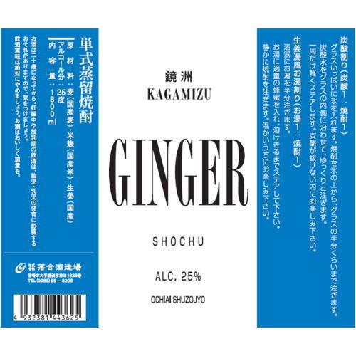 鏡洲 GINGER 25度 500ml かがみず ジンジャー ジンジャー焼酎 炭酸割り 焼酎ハイボール 生姜 しょうが｜kishuichibanya｜02