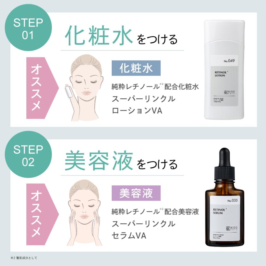 フェイスクリーム レチノール 0.2％配合 KISO キソ スーパーリンクルクリーム VA 50g CICA  EGF ナイアシンアミド バクチオール エイジングケア 弾力ケア No.036 | KISO | 17