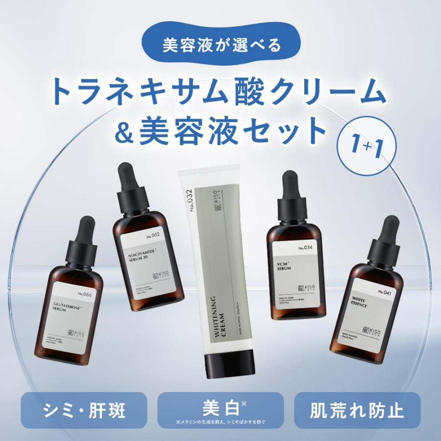 フェイスクリーム 選べる 美容液 2点セット KISO キソ トラネキサム酸 ナイアシンアミド グルタチオン ビタミンC誘導体 シミ 肝斑 美白 キメ 乾燥肌 ヤフー限定（Yahoo!・KISOCARE）