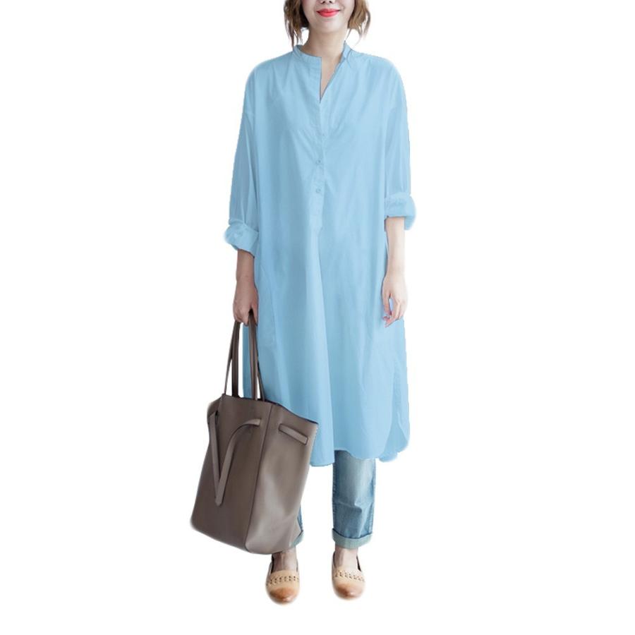 シャツワンピース ロング丈 レディース ゆる ロングシャツワンピース 白シャツ チュニック ワンピース 体型カバー コットン 綿 トップス Kxj Ty435 Kisskirt 通販 Yahoo ショッピング