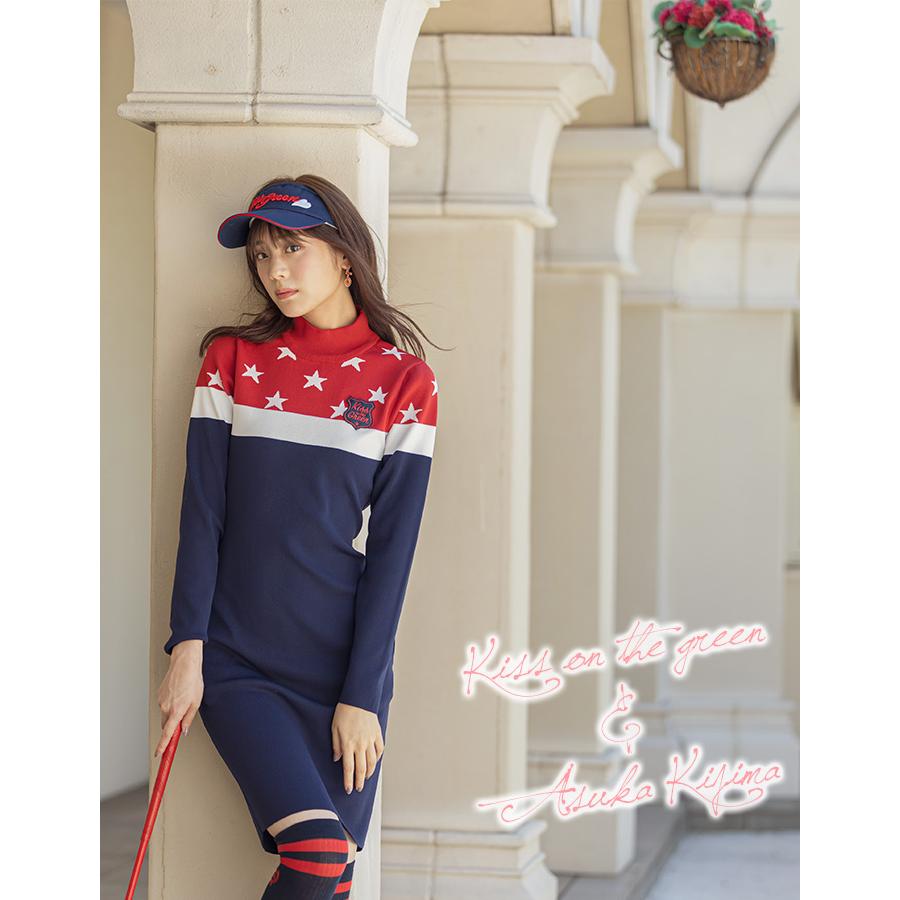 ゴルフウェア レディース ゴルフ ニット 長袖 星柄 軽量 ワンピ 星柄切り替え軽量ニットワンピース おしゃれ ポップ かわいい 着やせ効果 2100 キスオンザグリーン 通販 Yahoo ショッピング