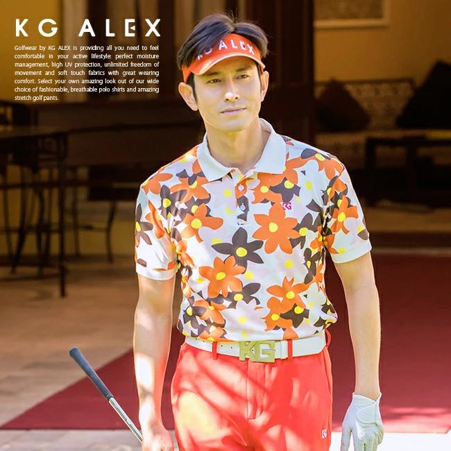KG-ALEX フラワープリント半袖ポロシャツ ゴルフウェア メンズ 春夏用 今年も話題の 全3色 夏 春 M-XL 半袖ポロ 花柄 57%OFF ペアルック