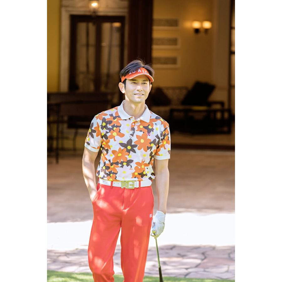 Kg Alex フラワープリント半袖ポロシャツ ゴルフウェア メンズ 春夏用 全3色 M Xl ゴルフウェア メンズ 花柄 半袖ポロ 春 夏 ペアルック キスオンザグリーン 通販 Yahoo ショッピング