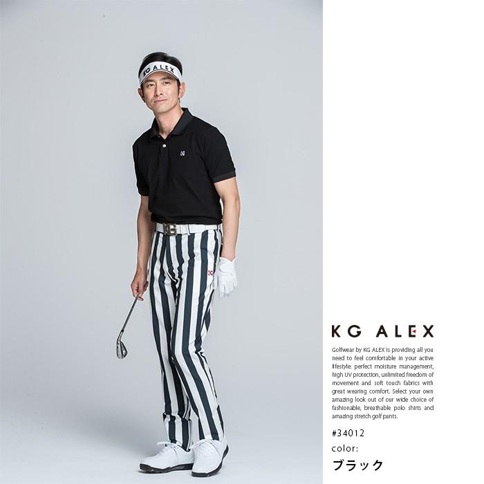 PG レディース ゴルフパンツ 白黒ストライプ ブラック XL ゴルフパンツ カラーストライプ