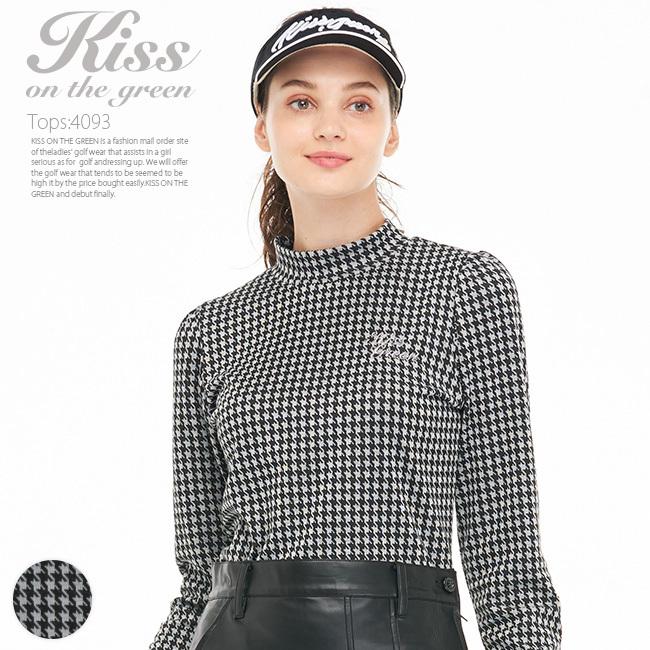   GOLF タートルネック長袖カットソー 千鳥格子柄 KISS ON THE GREEN（キスオンザグリーン） ゴルフ 長袖 モックネック