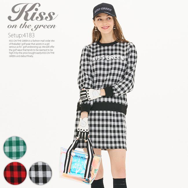 キスオンザグリーン】ジオメトリック柄長袖トップス＆スカート上下