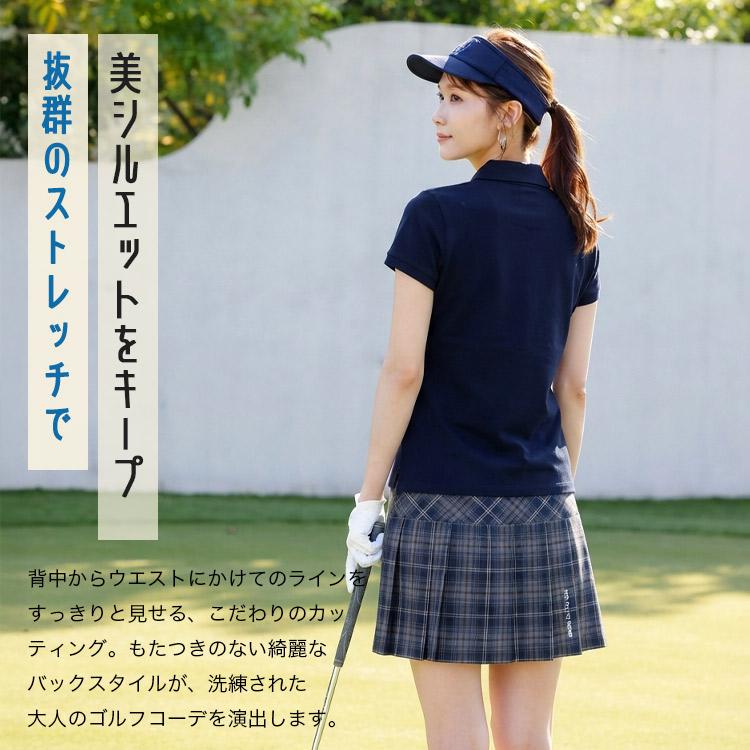 ゴルフウェア レディース ポロシャツ ストレッチ 伸縮性 ラバーロゴ