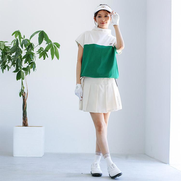 新作/送料無料】ゴルフウェア レディース モックネック 夏 配色
