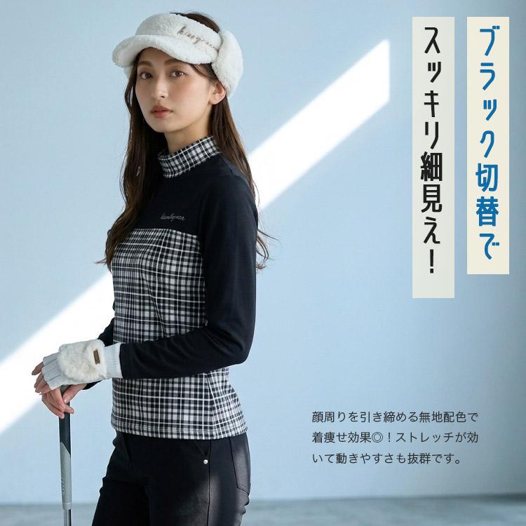 ゴルフウェア レディース 長袖 トップス モックネック ハイネック 細