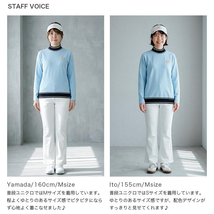 ゴルフウェア レディース 長袖 プルオーバー ラインリブモックネック