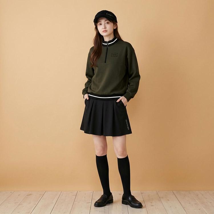 ゴルフウェア レディース アウター ダンボールニット ハーフジップ