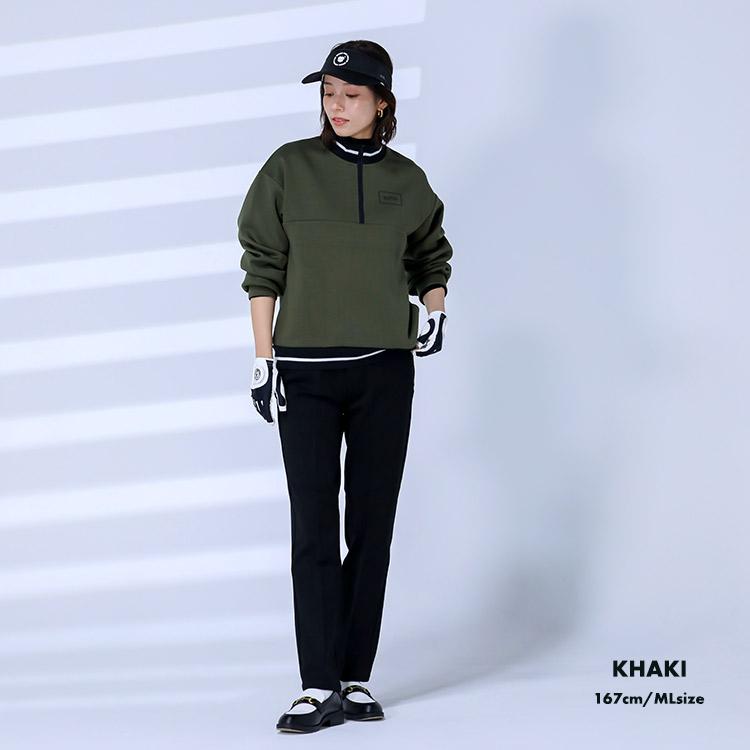 ゴルフウェア レディース アウター ダンボールニット ハーフジップ