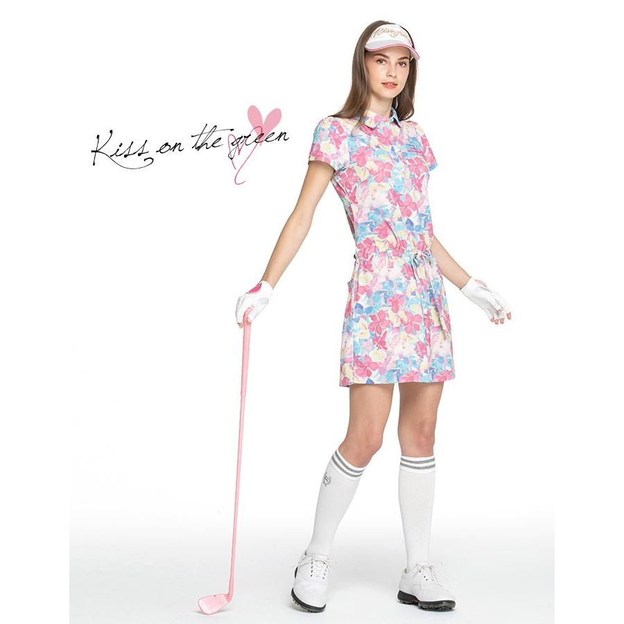 ゴルフウェア レディース フラワープリントウエストマークワンピース ゴルフウエア ゴルフ かわいい おしゃれ 半袖 花柄 ワンピ 5045 キスオンザグリーン 通販 Yahoo ショッピング