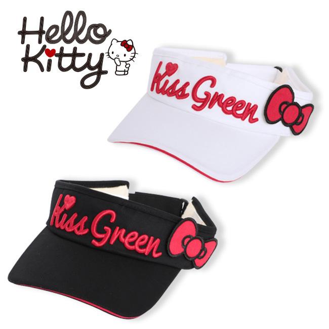 限定Hello Kittyコラボ★キティちゃんリボン付きサンバイザー/ゴルフ ウェア レディース 女性用 Sサイズ｜kissonthegreen