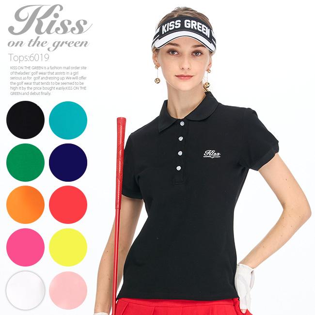 KISS ON THE GREEN シンプルな定番ポロシャツ!深く入った胸元 KISS ON THE GREEN シンプルな定番ポロシャツ!深く入った胸元