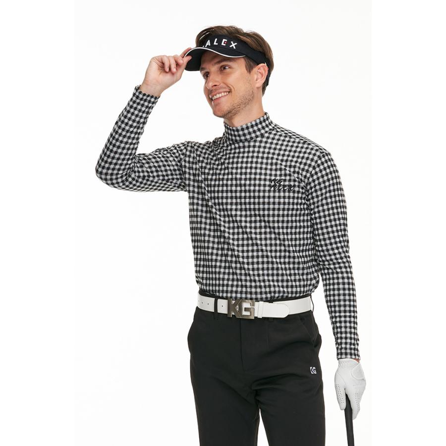 ゴルフウェア メンズ KG-ALEX ギンガムチェック柄ハイネックトップス 全3色 M-XL ( ゴルフウェア メンズ 長袖 トップス ) メンズウェア