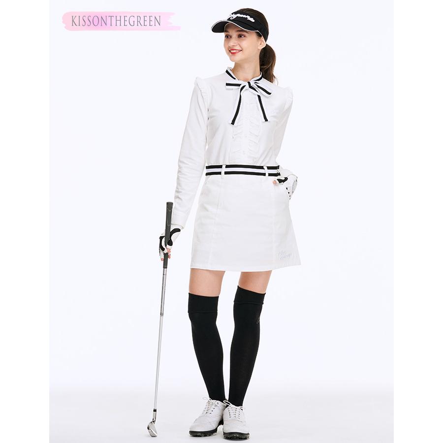 ゴルフウェア レディース トリコロールリボン付き長袖ポロシャツ スカート上下セット セットなら800円off ワンピース セットアップ 長袖 605 キスオンザグリーン 通販 Yahoo ショッピング