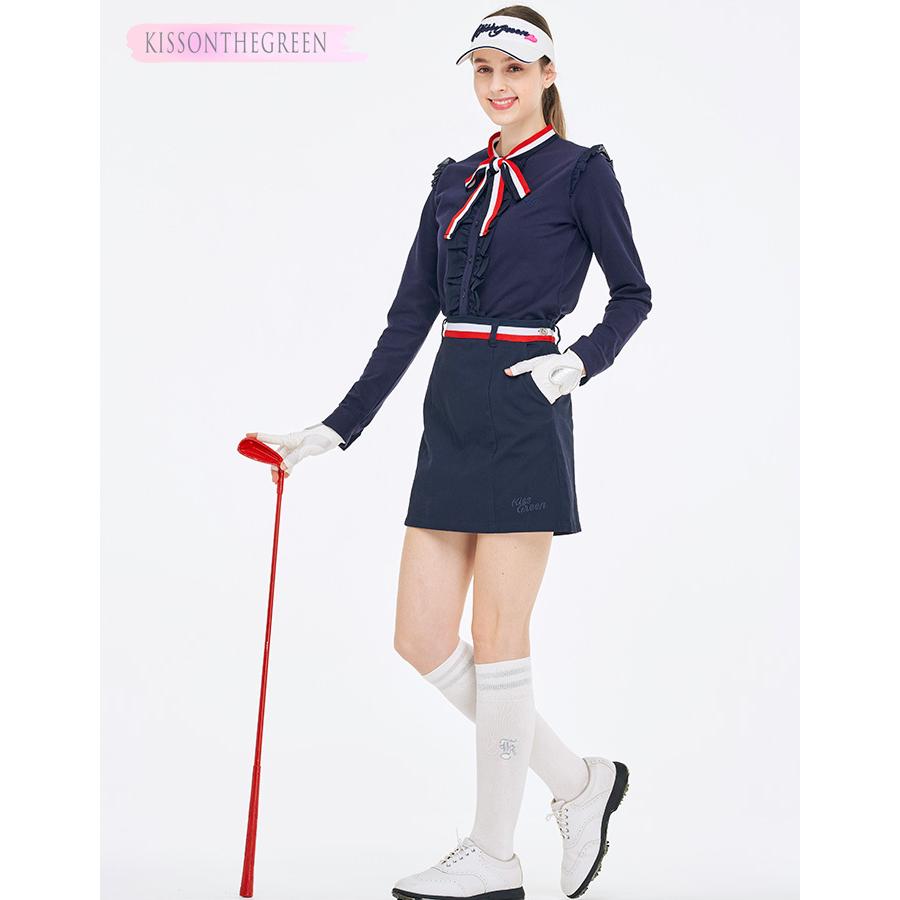 ゴルフウェア レディース トリコロールリボン付きフリル長袖ポロシャツ ゴルフウエア ゴルフ かわいい おしゃれ 605 キスオンザグリーン 通販 Yahoo ショッピング