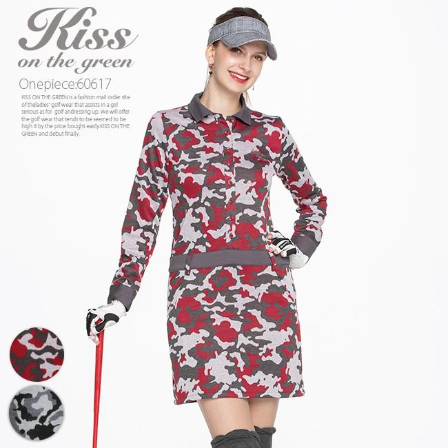 ゴルフウェア レディース ゴルフ ワンピース 迷彩柄ウエスト切り替えカットソー長袖ワンピース ゴルフウェア レディース かわいい おしゃれ 迷彩 キスオンザグリーン 通販 Yahoo ショッピング