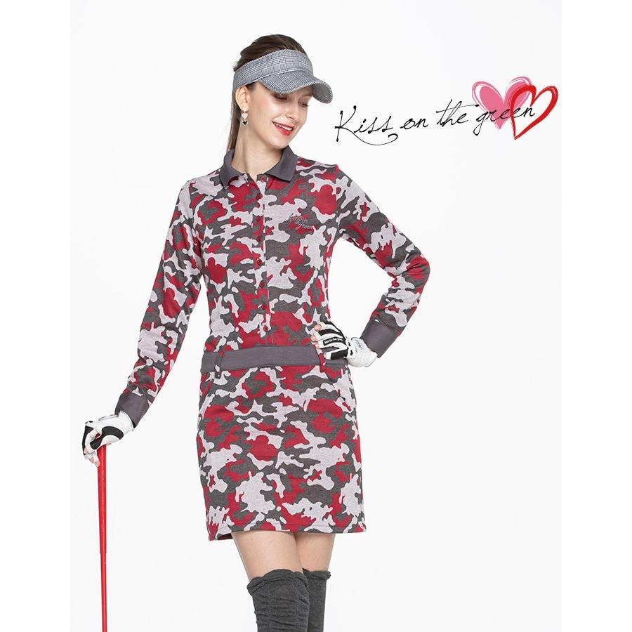 ゴルフウェア レディース ゴルフ ワンピース 迷彩柄ウエスト切り替えカットソー長袖ワンピース ゴルフウェア レディース かわいい おしゃれ 迷彩 キスオンザグリーン 通販 Yahoo ショッピング