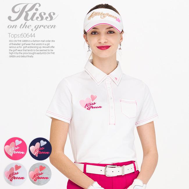 ゴルフウェア レディース ゴルフ 半袖 無地 定番 シャツ ハート刺繍入りストレッチポロシャツ 着心地抜群 しっかり綿素材 おしゃれ 大人 かわいい M L キスオンザグリーン 通販 Yahoo ショッピング