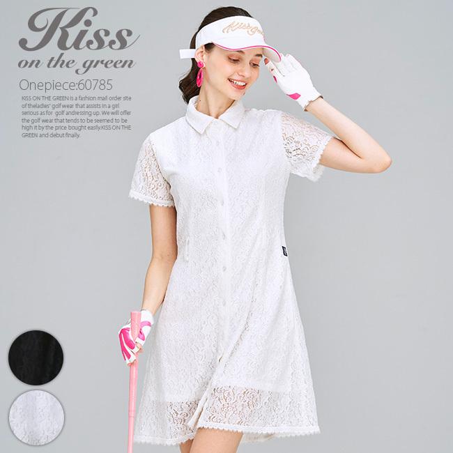 ゴルフ ワンピース 半袖 無地 モノトーン レース ワンピ フェミニンレースシャツワンピ レースワンピース 純白レース フェミニン 美シルエット キスオンザグリーン 通販 Yahoo ショッピング