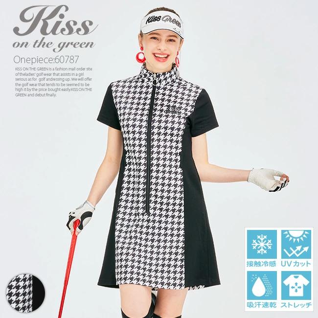 ゴルフ ワンピース 半袖 モノトーン 千鳥 ワンピ 千鳥格子柄シェーディングワンピース ジップアップワンピース シェーディングデザイン おしゃれ キスオンザグリーン 通販 Yahoo ショッピング