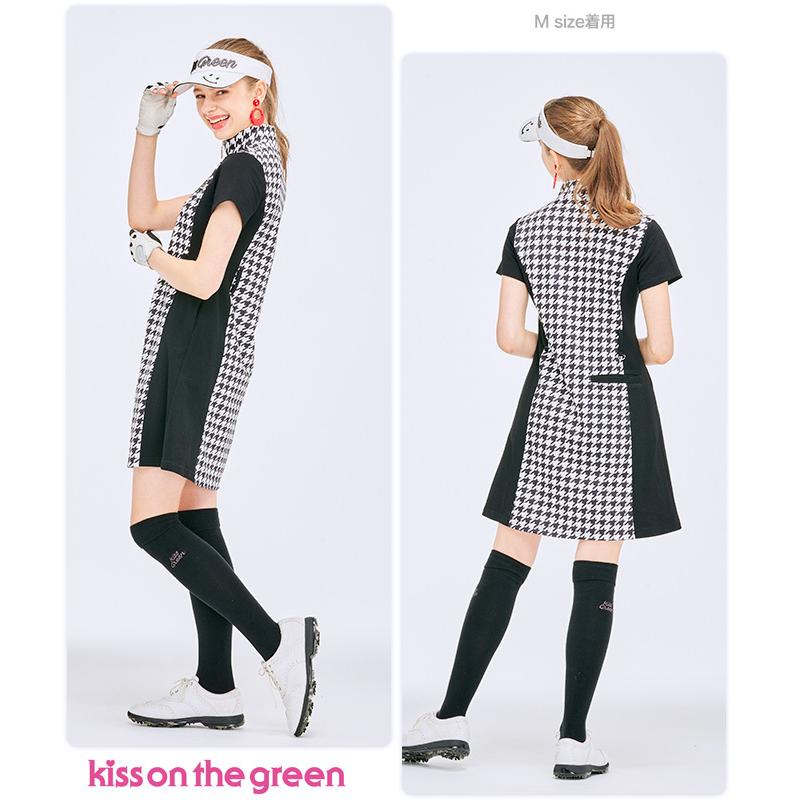 ゴルフ ワンピース 半袖 モノトーン 千鳥 ワンピ 千鳥格子柄シェーディングワンピース ジップアップワンピース シェーディングデザイン おしゃれ キスオンザグリーン 通販 Yahoo ショッピング