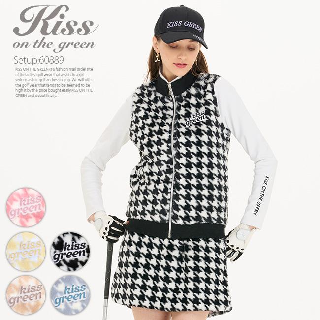 KISS ON THE GREEN 千鳥格子柄ファーベスト&スカート上下セット KISS ON THE GREEN 千鳥格子柄ファーベスト&スカート上下セット
