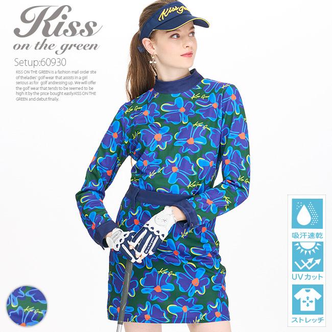 キスオンザグリーン　セットアップ　レディース　ゴルフウェア　上下　L　花柄　美品 KISS ON THE GREEN（キスオンザグリーン） ゴルフウェア レディース