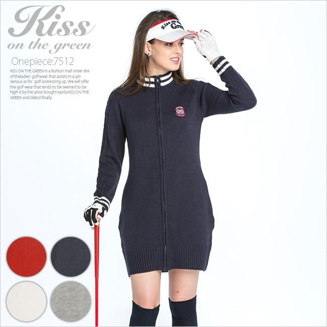 ライン入りニットワンピース ゴルフ ウェア レディース 女性用 7512 キスオンザグリーン 通販 Yahoo ショッピング