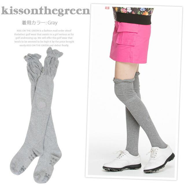 ニーハイソックス 太ももに優しくフィット くしゅくしゅニーハイソックス ゴルフウェア レディース 靴下 ソックス ニーハイソックス グレー ブラック 黒 9705a キスオンザグリーン 通販 Yahoo ショッピング
