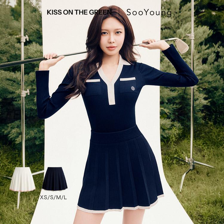 KISS ON THE GREEN | SOOYOUNGコラボ】ALine Pleated Knit Skirt