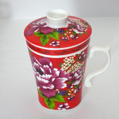 客家花布マグ（レッド） 蓋・茶漉し付き : 台湾茶の茶葉と茶器の通販