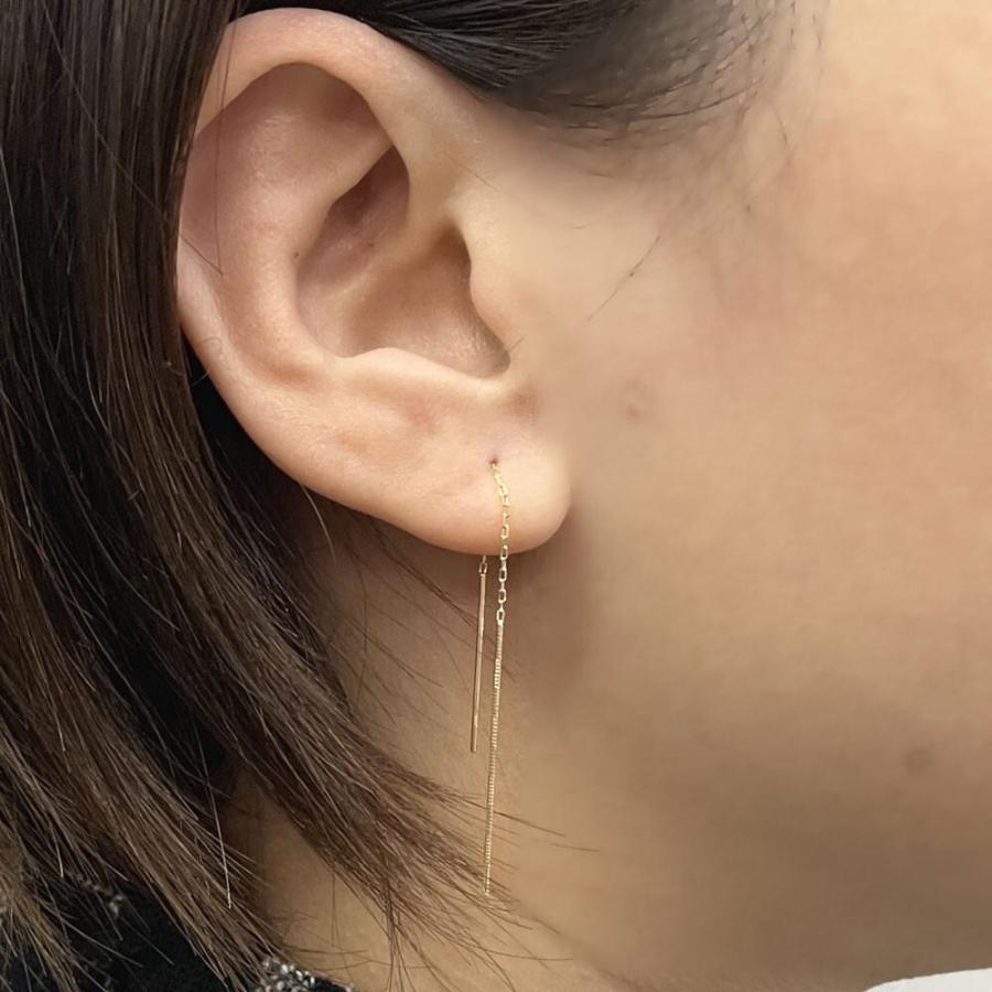 k10 ロングピアス　揺れる 揺れるロングピアス K10 アメリカンピアス : パール ジュエリー