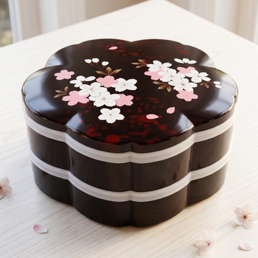 重箱 2段 仕切り・シール蓋付 桜型 別甲 さくら 食器 おせち 和食器
