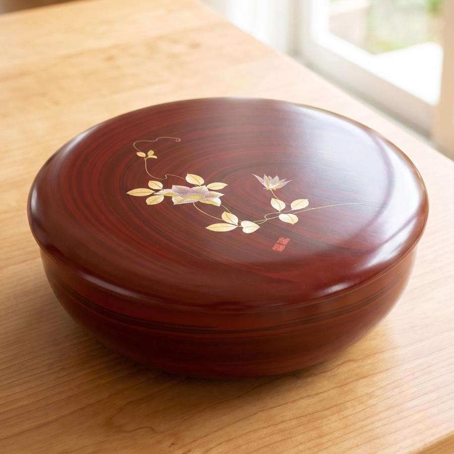 菓子器　蓋付き 菓子器 蓋付き 木目塗り 紀の里 18cm お菓子入れ おしゃれ かわいい